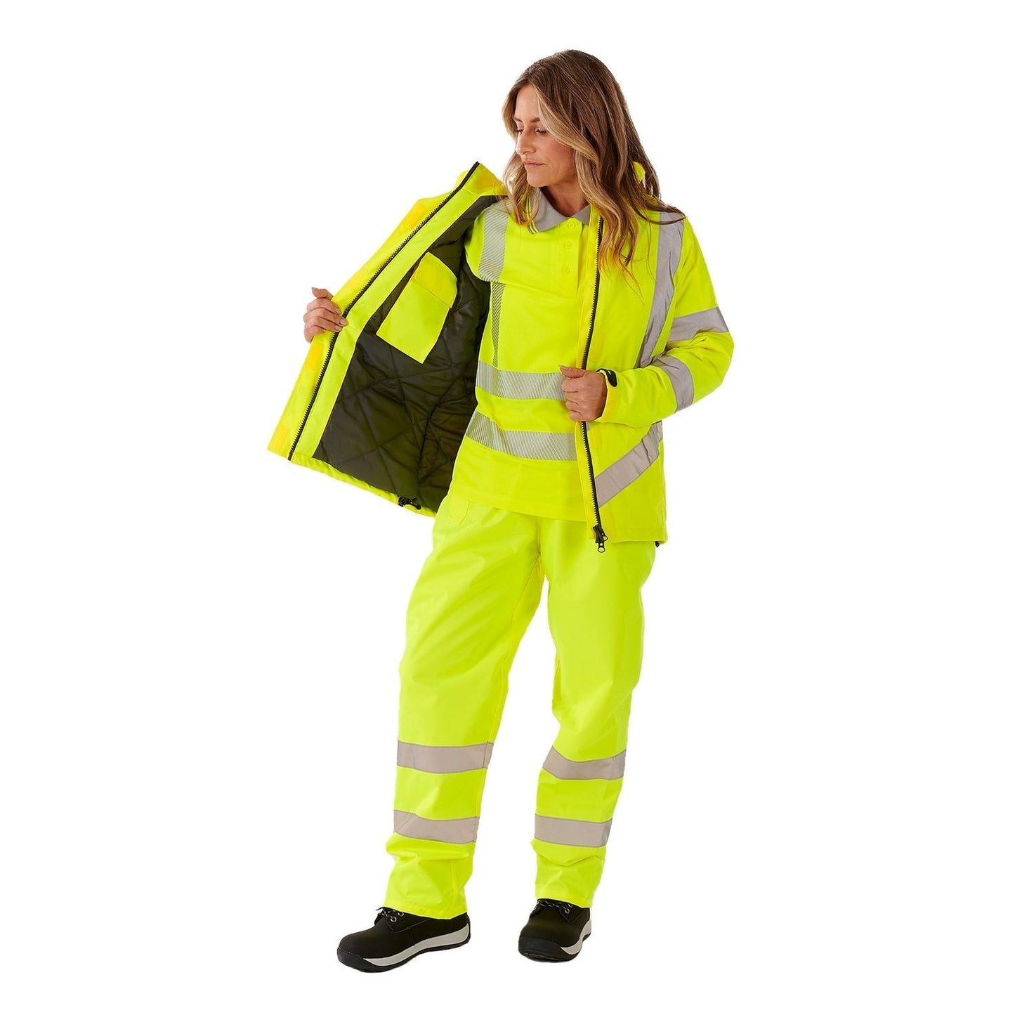 Supertouch Ladies Hi Vis Yellow Kamela Padded Jacket Water-Resistant Comfort