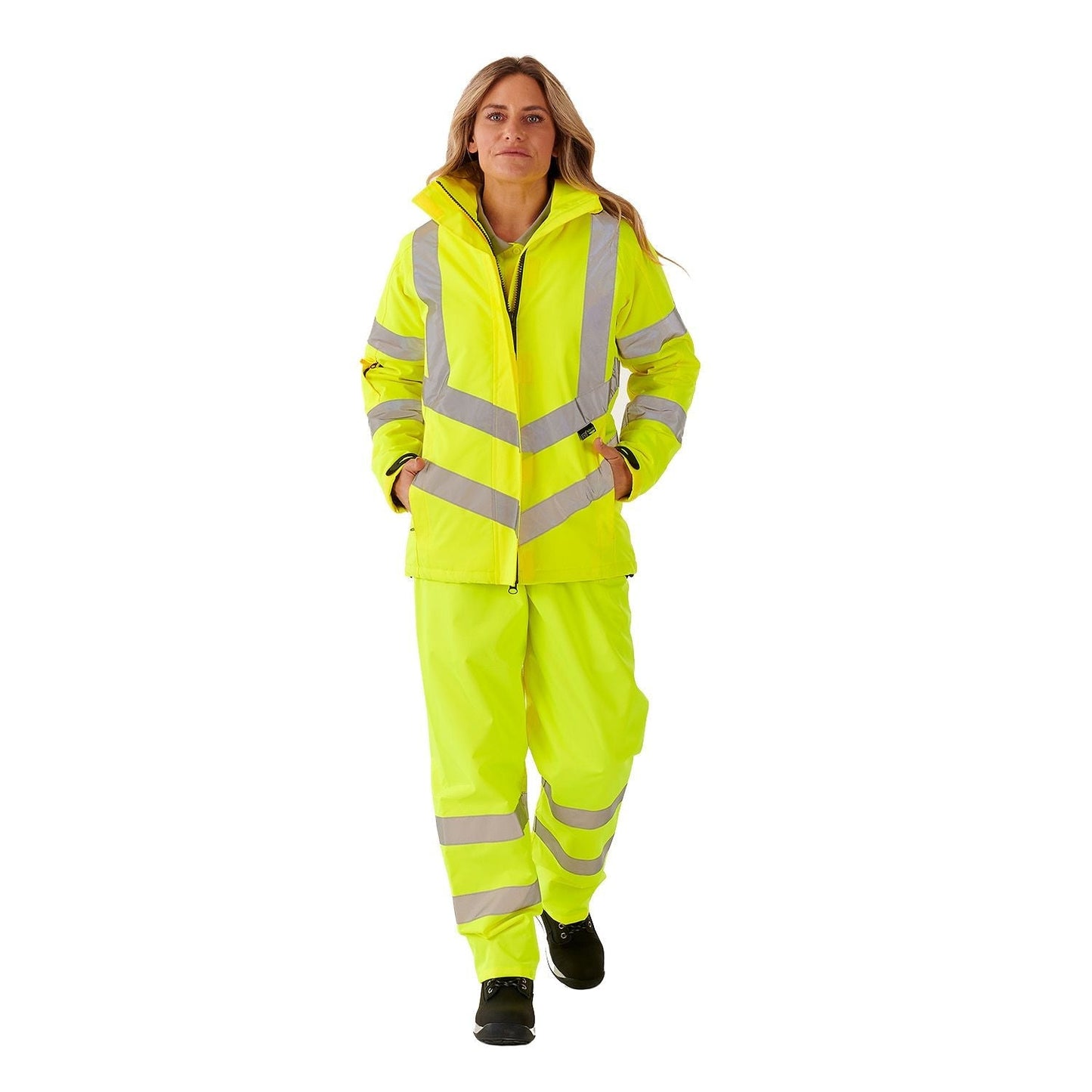 Supertouch Ladies Hi Vis Yellow Kamela Padded Jacket Water-Resistant Comfort