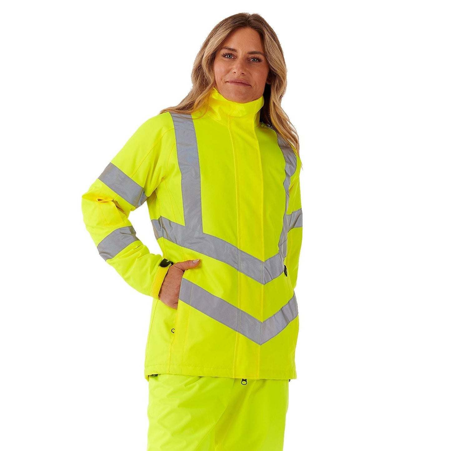 Supertouch Ladies Hi Vis Yellow Kamela Padded Jacket Water-Resistant Comfort