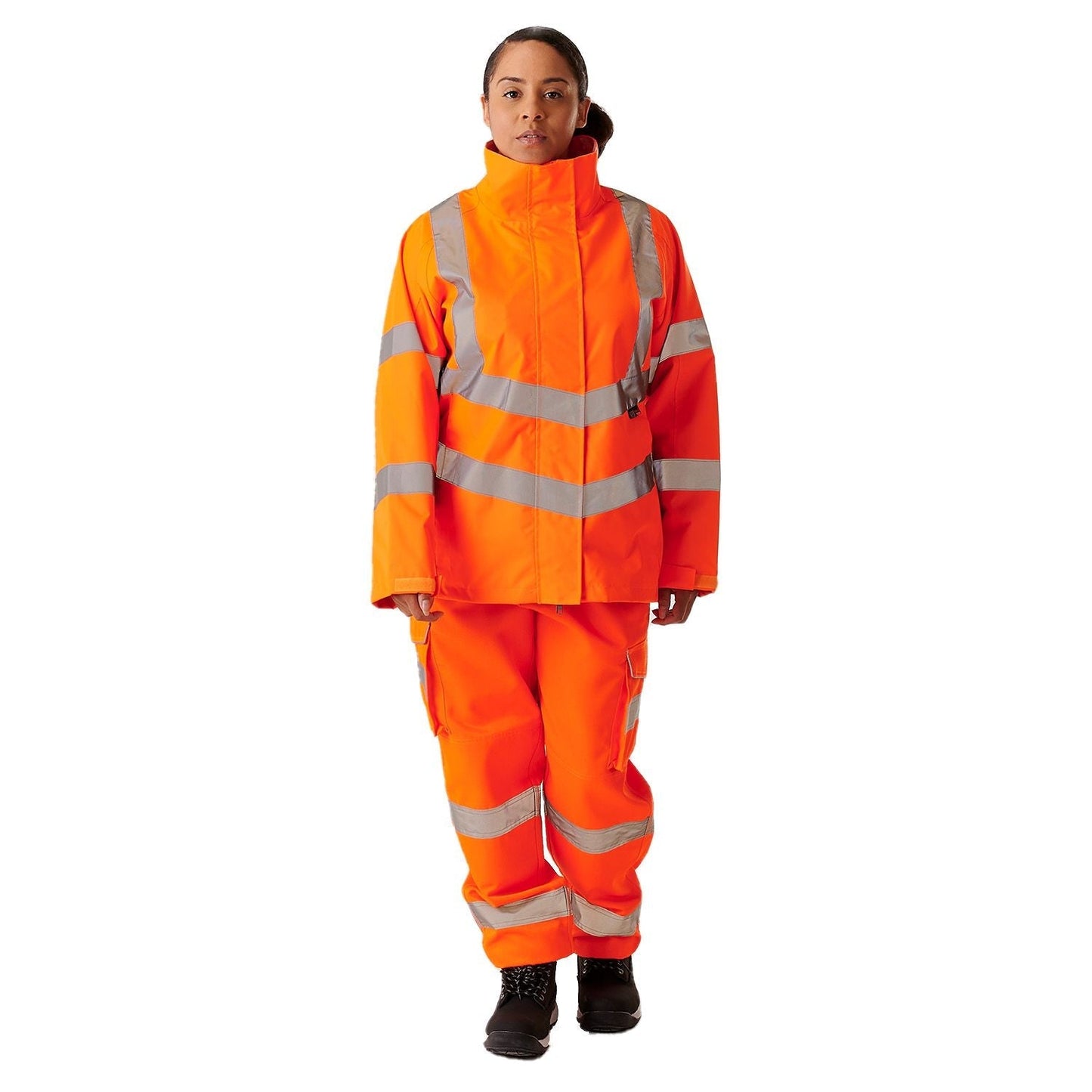 Supertouch Ladies Hi Vis Orange Sophia Lightweight Jacket with Reflective Tape