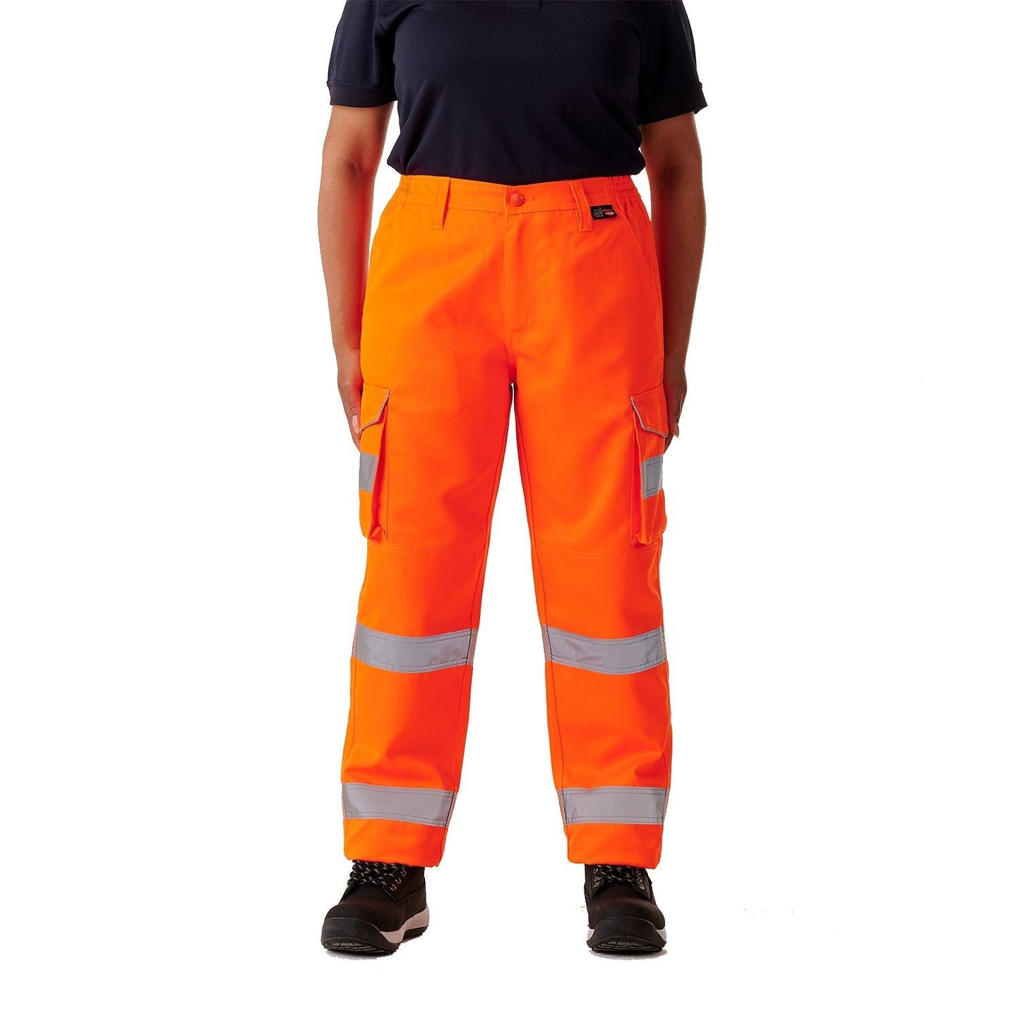 Supertouch Ladies Hi Vis Orange Hana Combat Trousers with Knee Pad Pockets