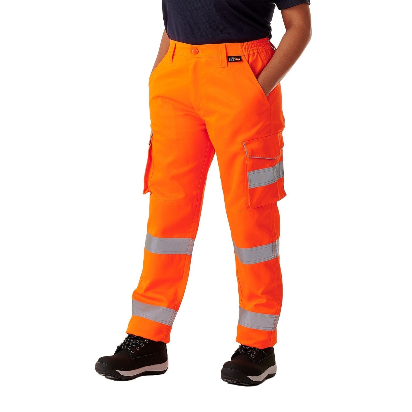 Supertouch Ladies Hi Vis Orange Hana Combat Trousers with Knee Pad Pockets