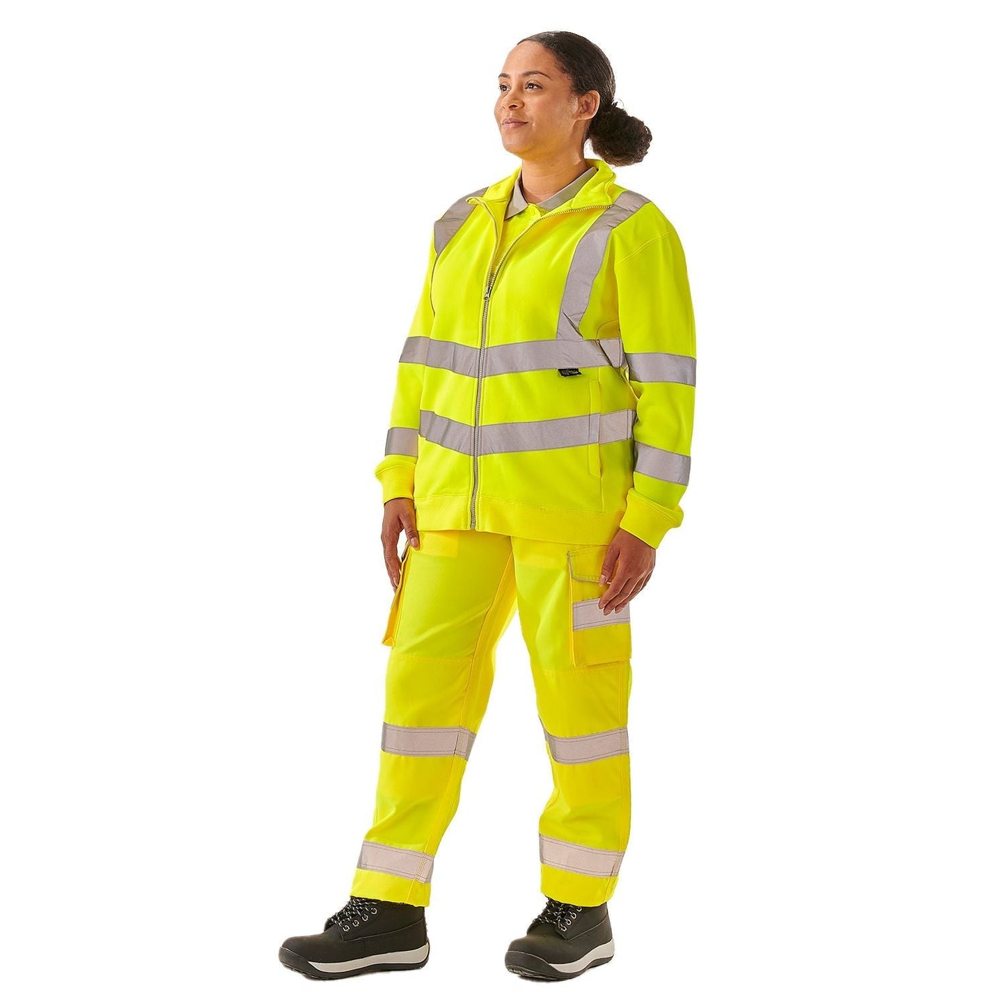 Supertouch Ladies Hi Vis Yellow Eshaal Zipped Sweatshirt with Pockets