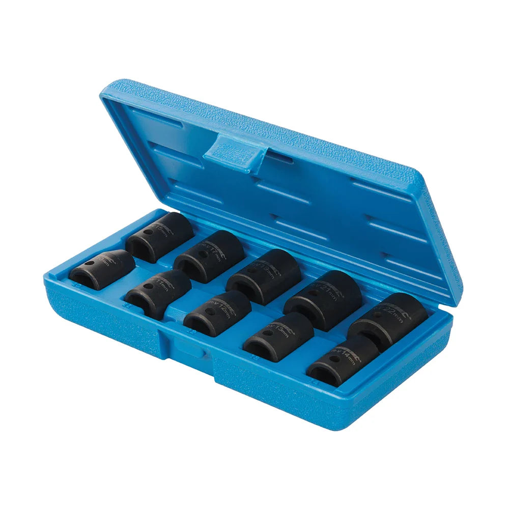 Silverline 1/2" Drive Impact Socket Set 10Pce 6Pt Metric Chrome Vanadium