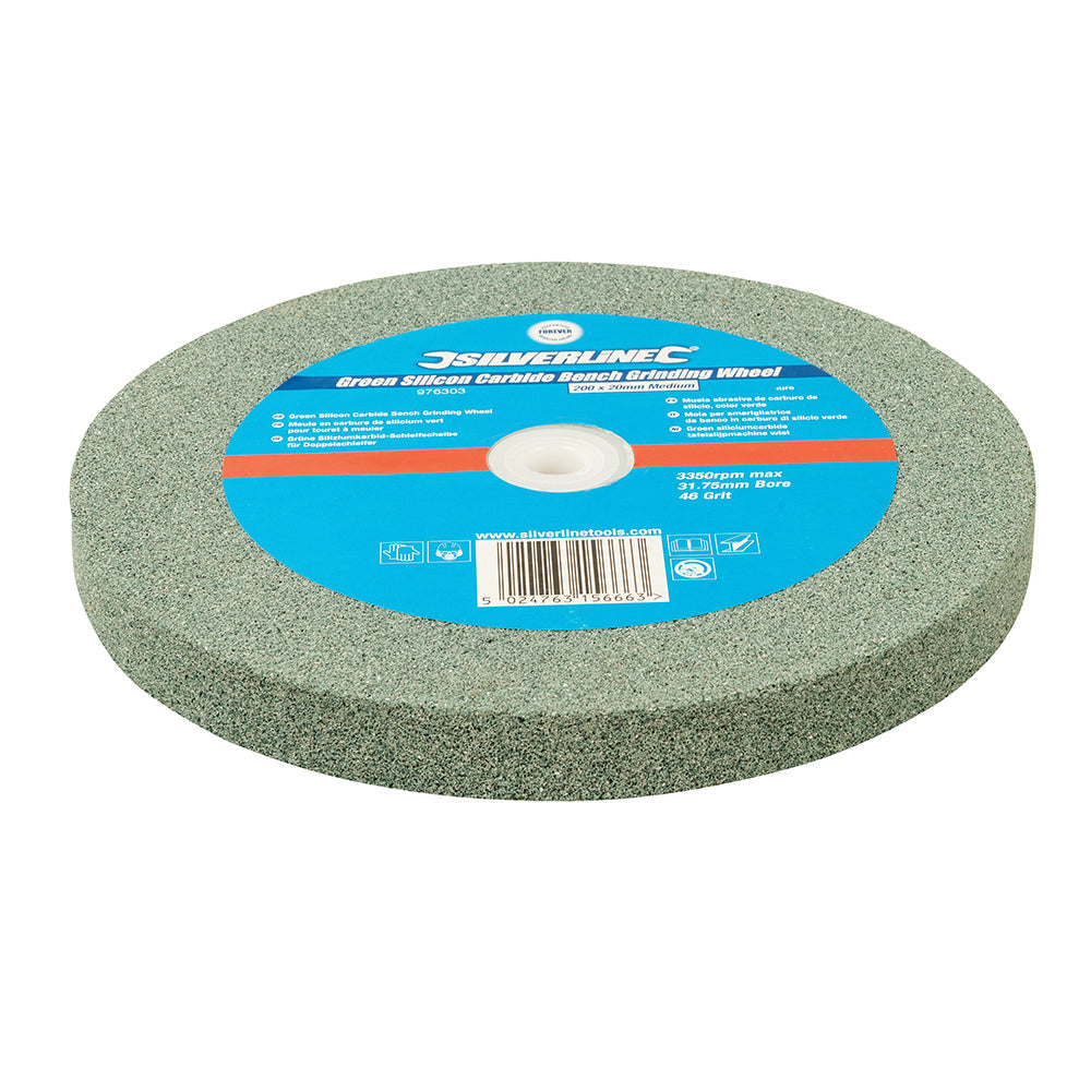 Silverline 200mm Green Silicon Carbide Grinding Wheel 46G for TCT Tools