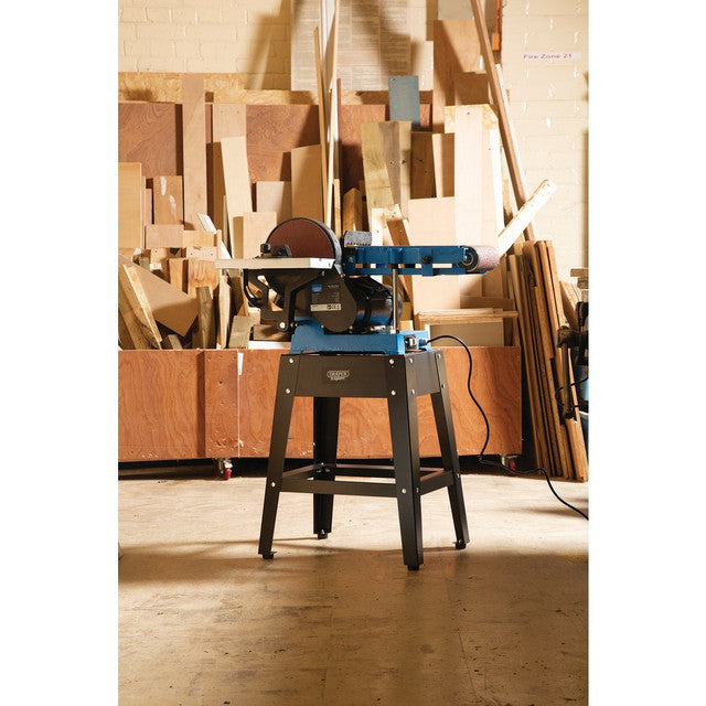 Draper Expert 230V Belt and Disc Sander 750W with Tool Stand and Dust Bag