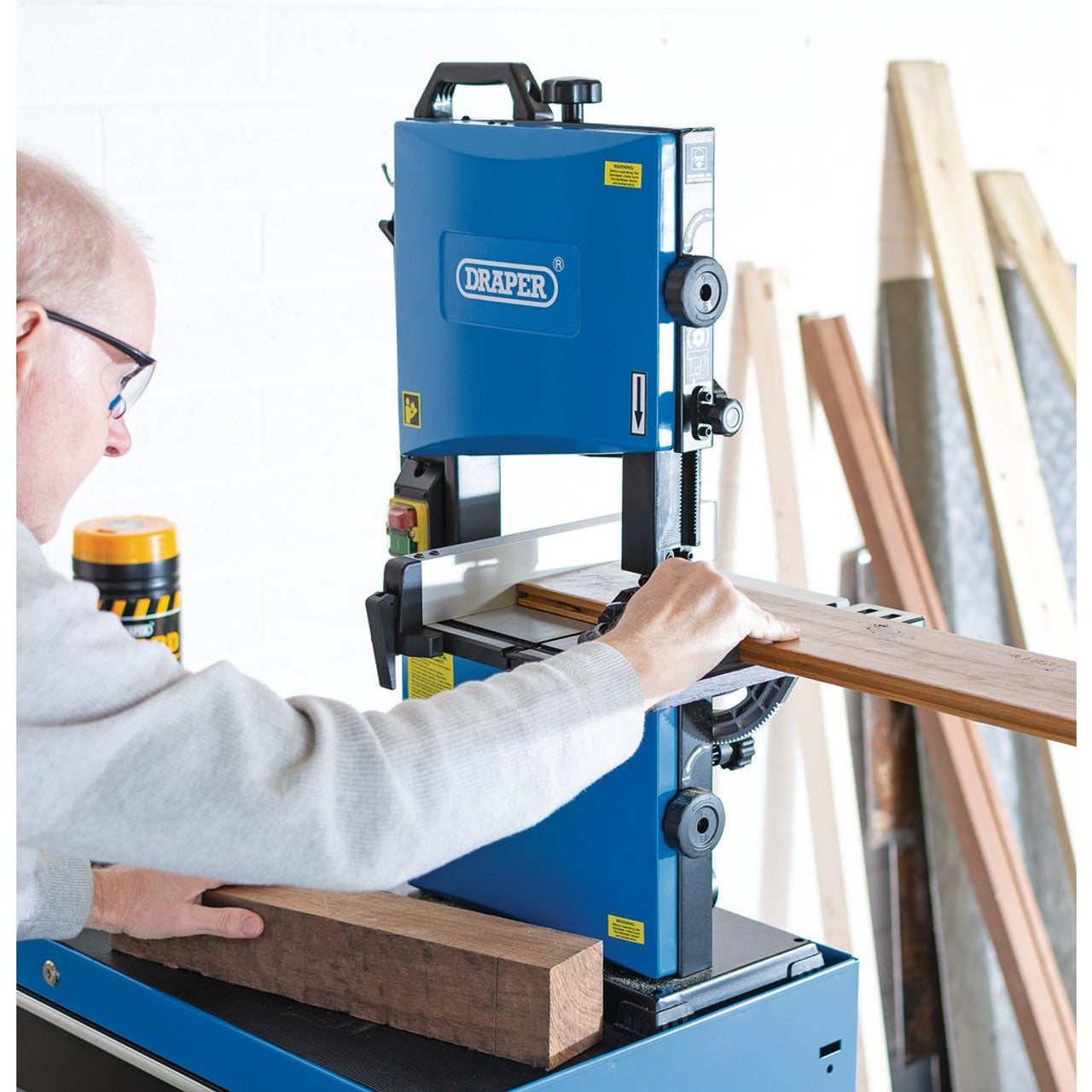 Draper Tools 300W Bandsaw 228mm Bench Mounted with Mitre Guide & Accessories