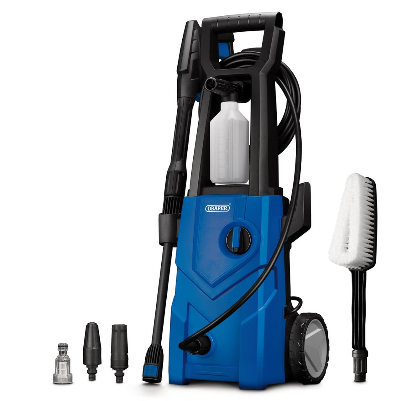 Draper Tools 1600W Pressure Washer 135Bar with Accessories for Easy Cleaning