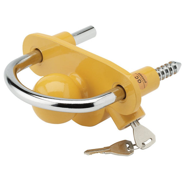 Draper Tools 50mm Tow Hitch Lock with Steel Bar and 2 Keys - Yellow Visibility