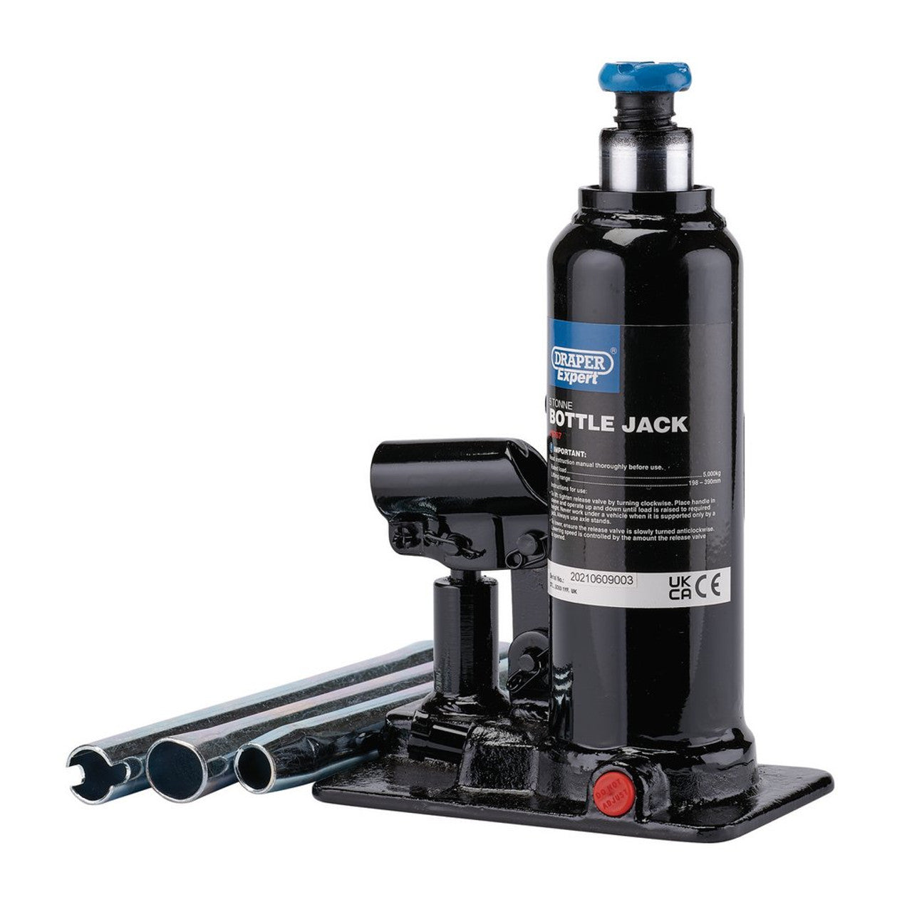Draper Expert 5 Tonne Hydraulic Bottle Jack 198-390mm Heavy Duty Lift