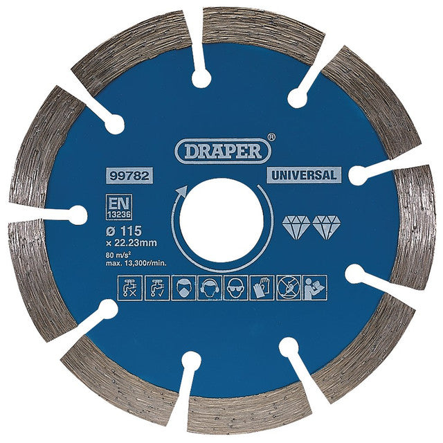 Draper Tools 115mm Segmented Diamond Blade for Concrete Stone Granite Marble
