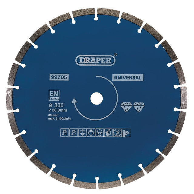 Draper Tools 300mm Segmented Diamond Blade for Concrete, Stone, Granite