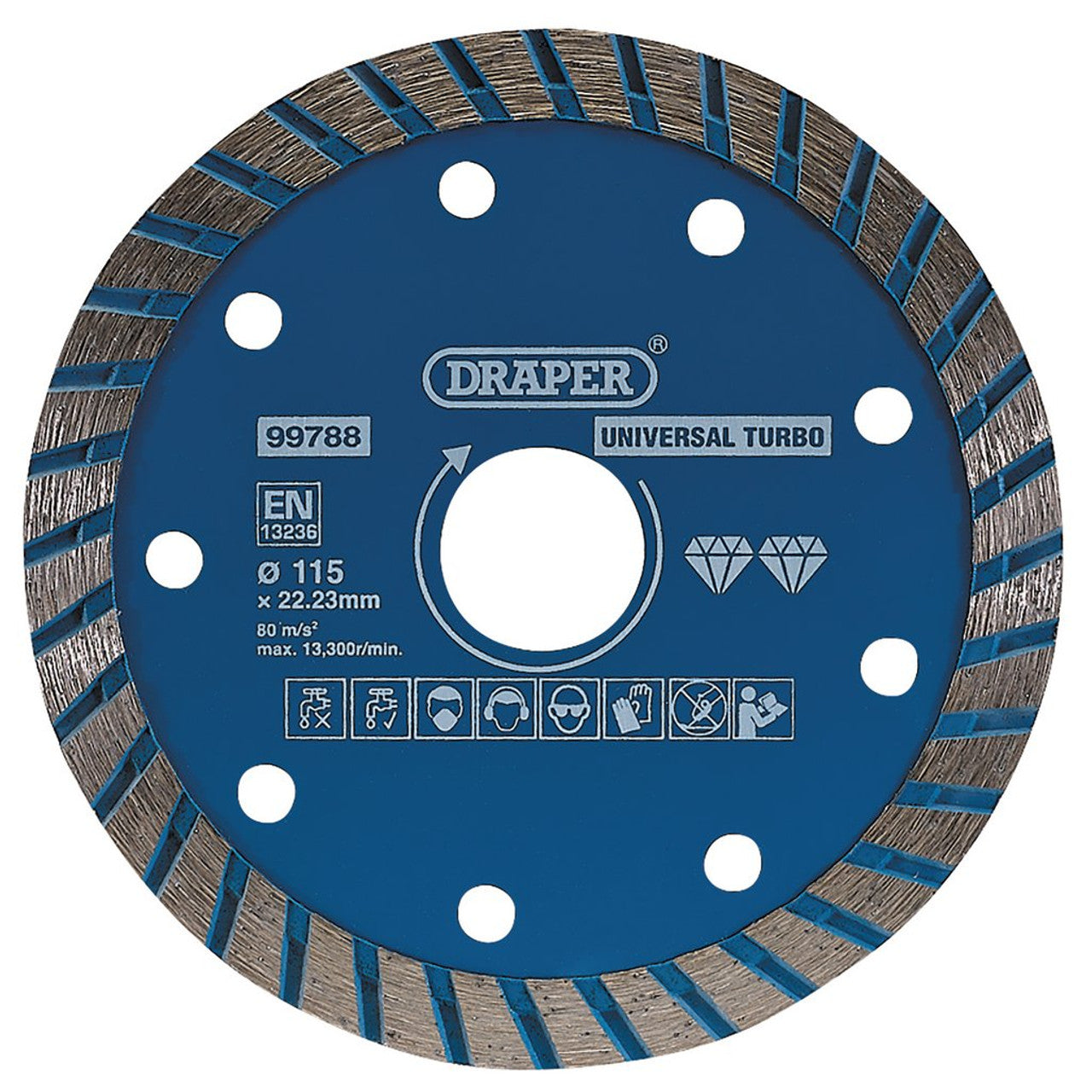 Draper Tools 115mm Turbo Diamond Blade for Granite Marble Stone Cutting