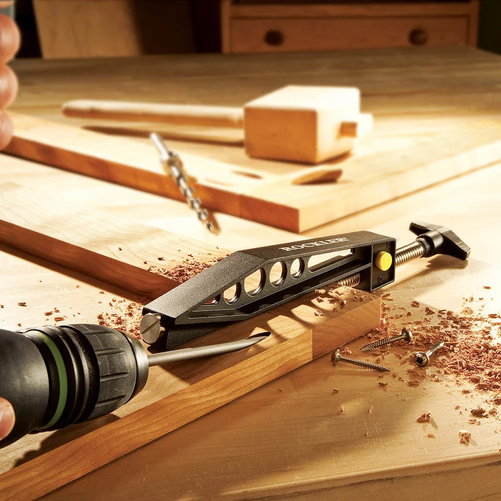 Rockler Quick-Release Pock-it Hole Clamp Ergonomic Design for Easy Clamping