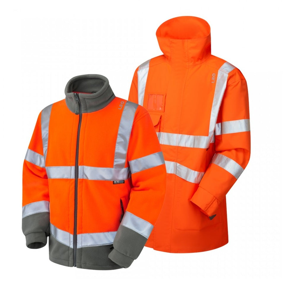 Leo Workwear Clovelly Hartland 3-in-1 Anorak Fleece Jacket Waterproof Class 3