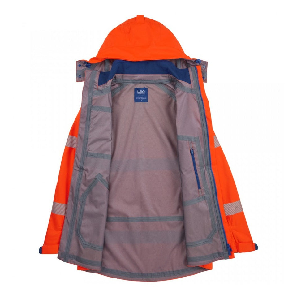 Leo Workwear Marisco LTEC 20K Waterproof Jacket, Breathable, Adjustable Hood