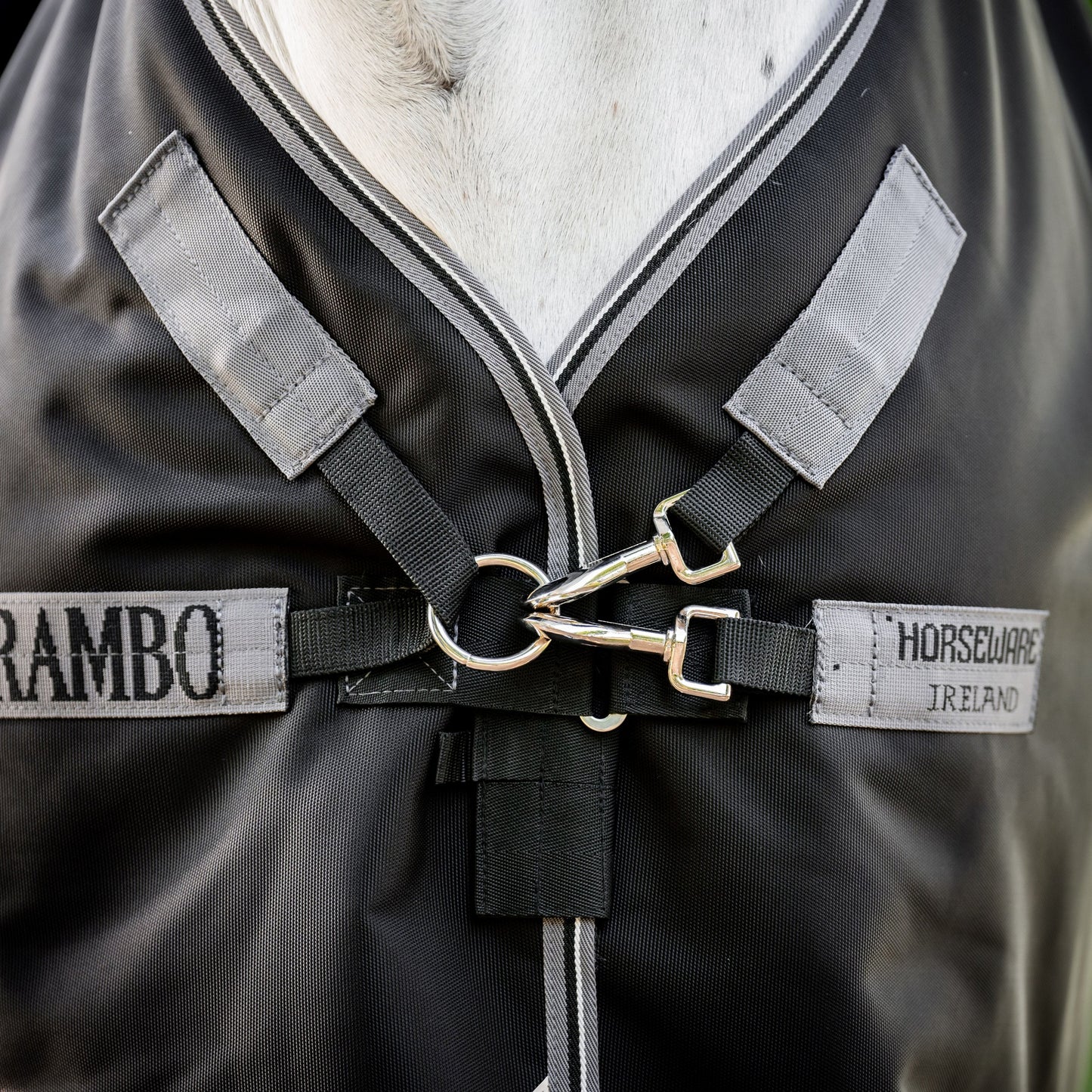 Horseware Ireland Rambo 1680D 100g Turnout Rug #colour_black-thunderstorm-grey-silver