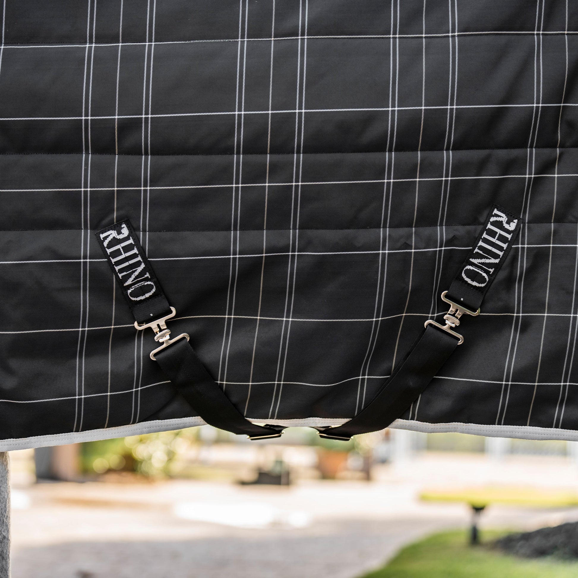 Horseware Ireland Rhino 350g Vari-Layer Stable Rug #colour_black-grey-white-check-grey