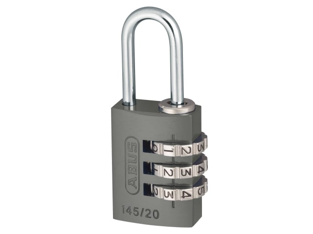 ABUS 145/20 Aluminium Combination Padlock 20mm Titanium Resettable Lock