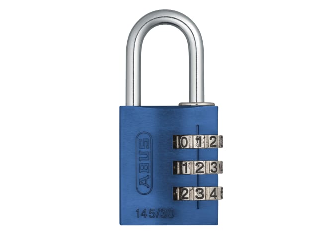 ABUS 145/30 30mm Aluminium Combination Padlock Blue Resettable 3-Digit Lock