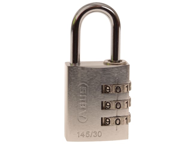 ABUS 145/30 Aluminium Combination Padlock 30mm Silver Resettable 3-Digit