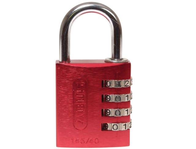 ABUS 145/40 40mm Aluminium Combination Padlock Red 4-Digit Resettable Lock