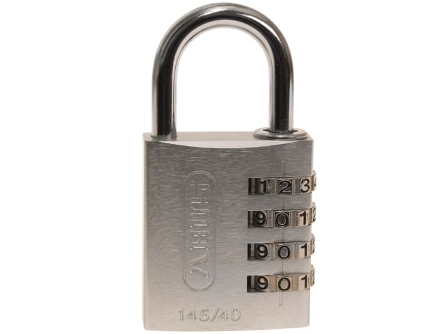 ABUS 145/40 Aluminium Combination Padlock 40mm Silver 4-Digit Resettable Lock