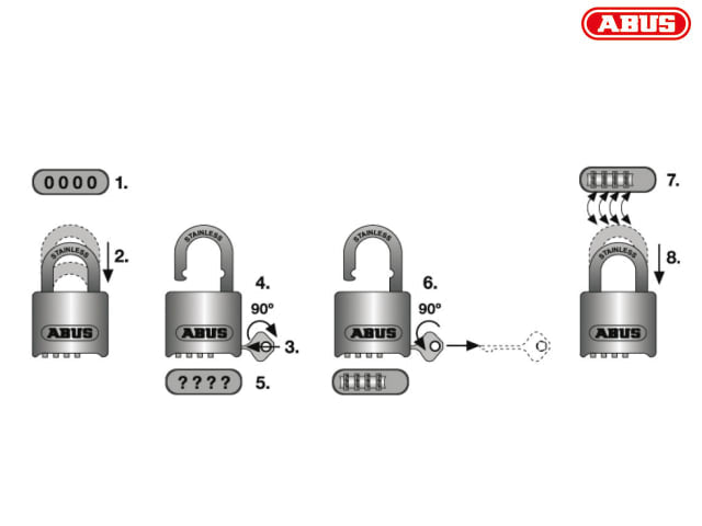 ABUS 190/60 Heavy-Duty 4-Digit Combination Padlock Closed Shackle 60mm