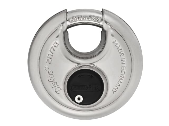ABUS Diskus 20/70mm Plus Padlock Stainless Steel High Security 2 Keys Carded