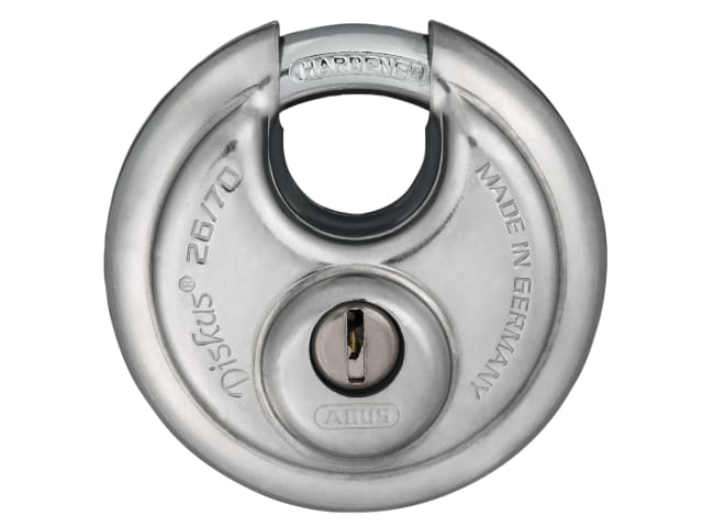 ABUS 26/70mm Diskus Padlock Heavy-Duty Stainless Steel Keyed Security Lock