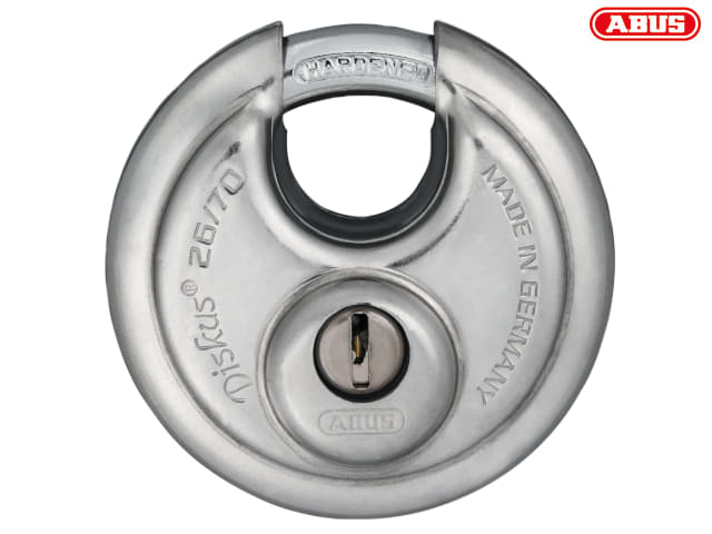 ABUS 26/70mm Diskus Padlock Heavy-Duty Stainless Steel Keyed Security Lock