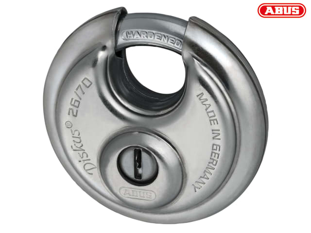 ABUS 26/70mm Diskus Padlock Heavy-Duty Stainless Steel Keyed Security Lock
