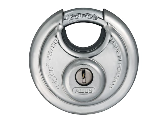 ABUS 26/80mm Diskus Padlock Heavy-Duty Stainless Steel with 2 Keys Security 8