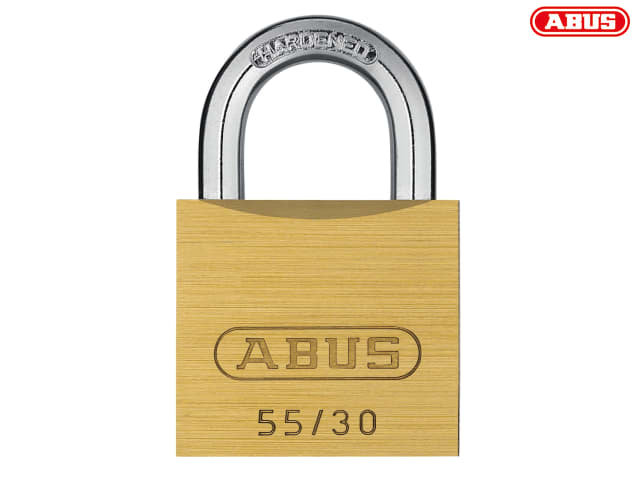 ABUS 55/30mm Brass Padlock with Hardened Steel Shackle and Anti-Pick Pins