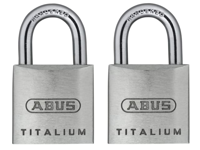 ABUS TITALIUM 64TI 20mm Padlock Twin Pack Lightweight Durable Security Locks