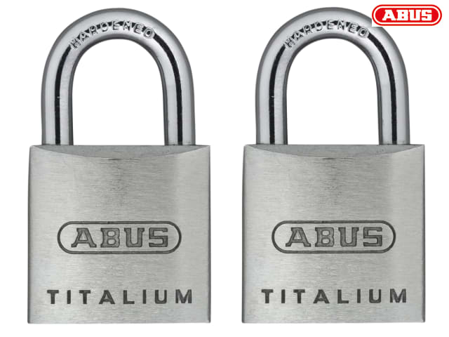 ABUS TITALIUM 64TI 20mm Padlock Twin Pack Lightweight Durable Security Locks