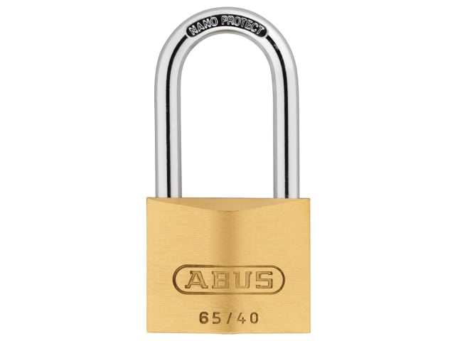 ABUS 65/40mm Brass Padlock Keyed Alike 40mm Long Shackle Security Level 5