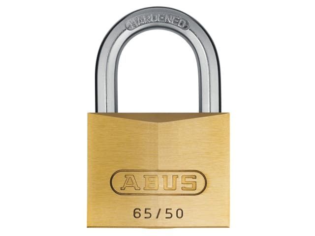 ABUS 65/50mm Brass Padlock Keyed Alike 6504 Solid Body Hardened Shackle