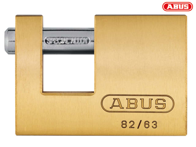 ABUS 82/63mm Monoblock Brass Shutter Padlock with Hardened Steel Shackle