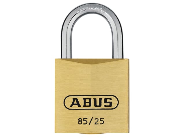 ABUS 85/25mm Brass Padlock with Hardened Steel Shackle and Anti-Pick Features