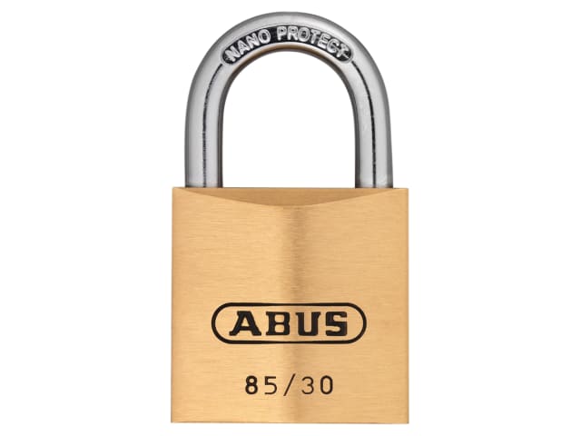 ABUS 85/30mm Brass Padlock with Hardened Steel Shackle and Anti-Pick Features
