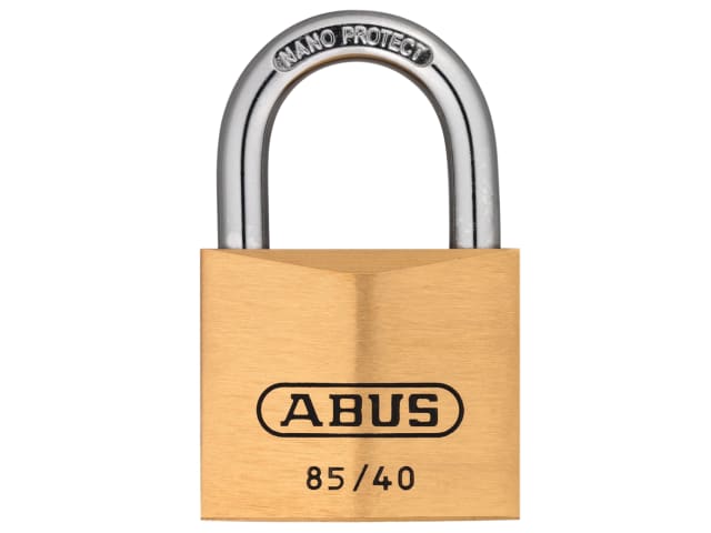ABUS 85/40mm Brass Padlock with Hardened Steel Shackle and Anti-Pick Features