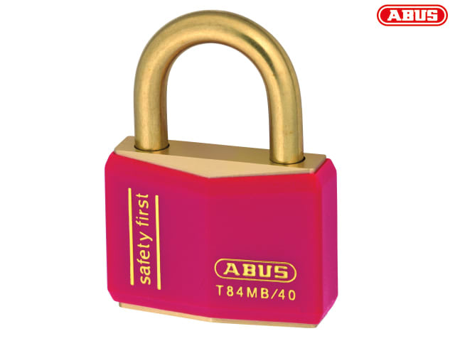 ABUS T84MB 40mm Red Rustproof Padlock Solid Brass Body Double Bolted Security
