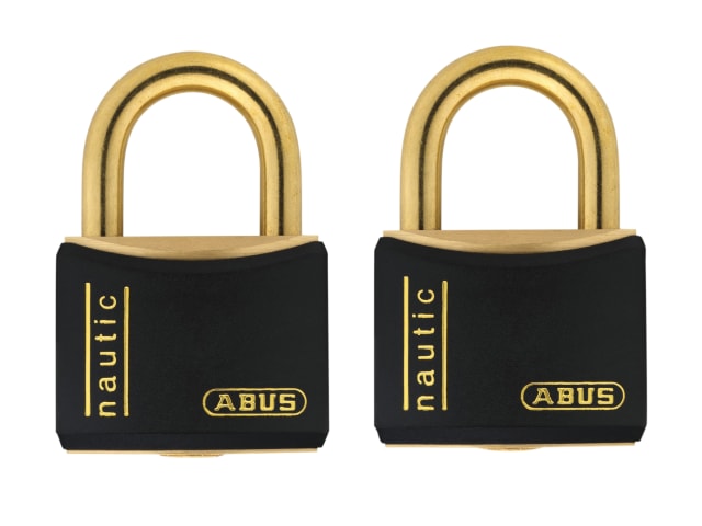 ABUS T84MB 40mm Black Rustproof Padlock Twin Pack Solid Brass Security Level 4