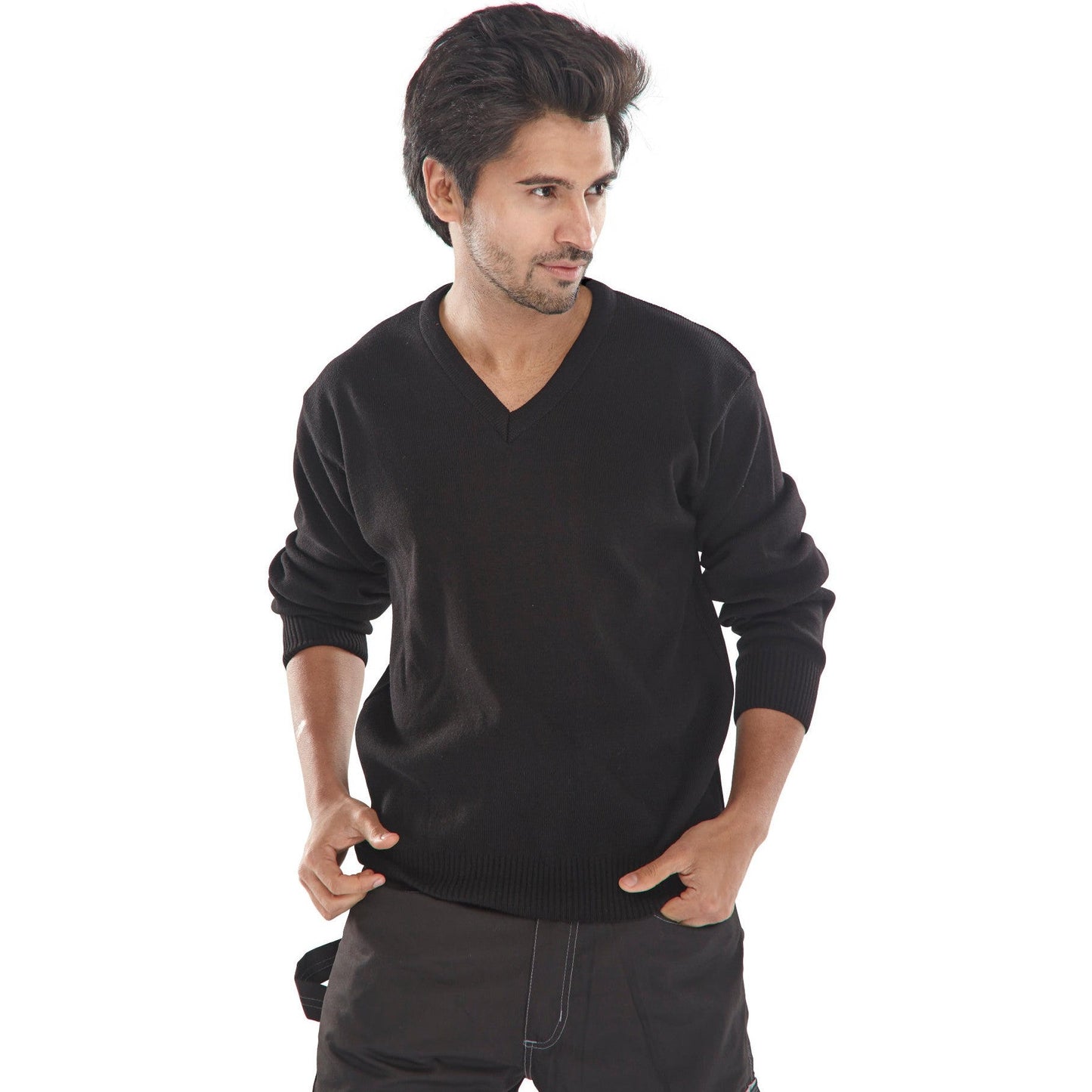 Beeswift Acrylic V-Neck Military Style Security Sweater Warm Thick Material