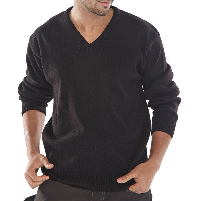 Beeswift Acrylic V-Neck Military Style Security Sweater Warm Thick Material
