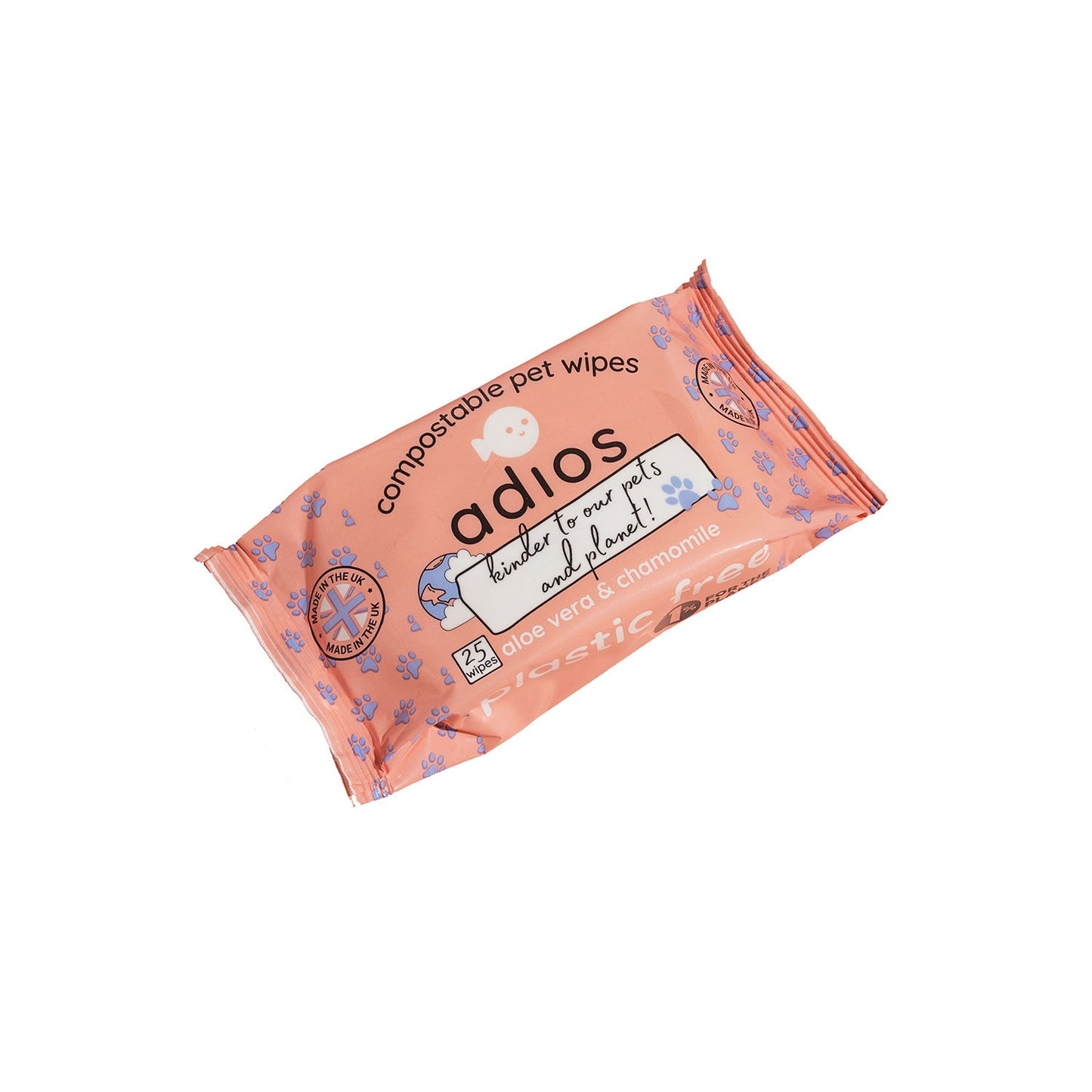 Adios Compostable Pet Wipes Natural Ingredients Safe for Eyes Ears Paws