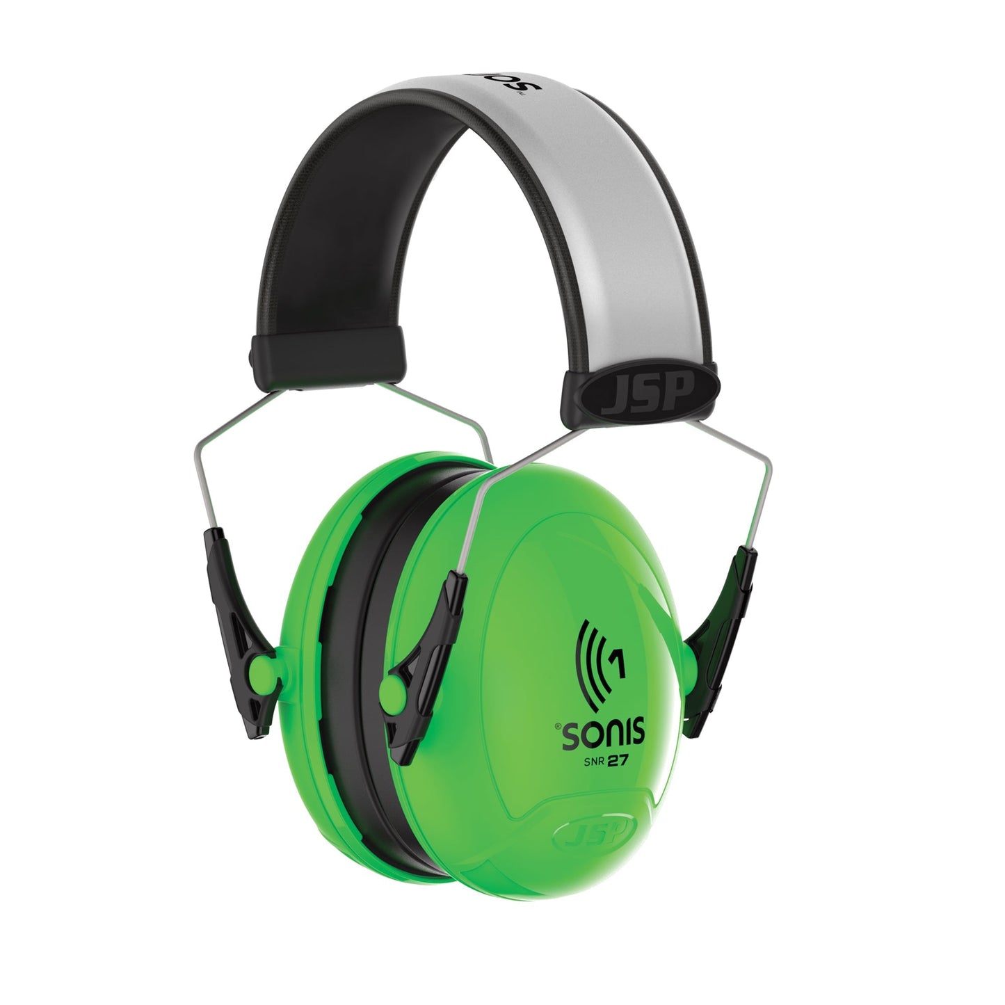 JSP Sonis 1 Adjustable Ear Defenders 27dB SNR Bright Green Extra Visibility