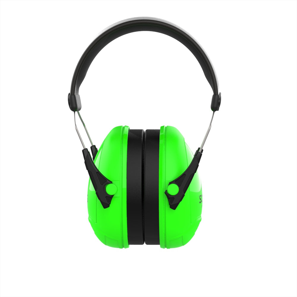JSP Sonis 1 Adjustable Ear Defenders 27dB SNR Bright Green Extra Visibility