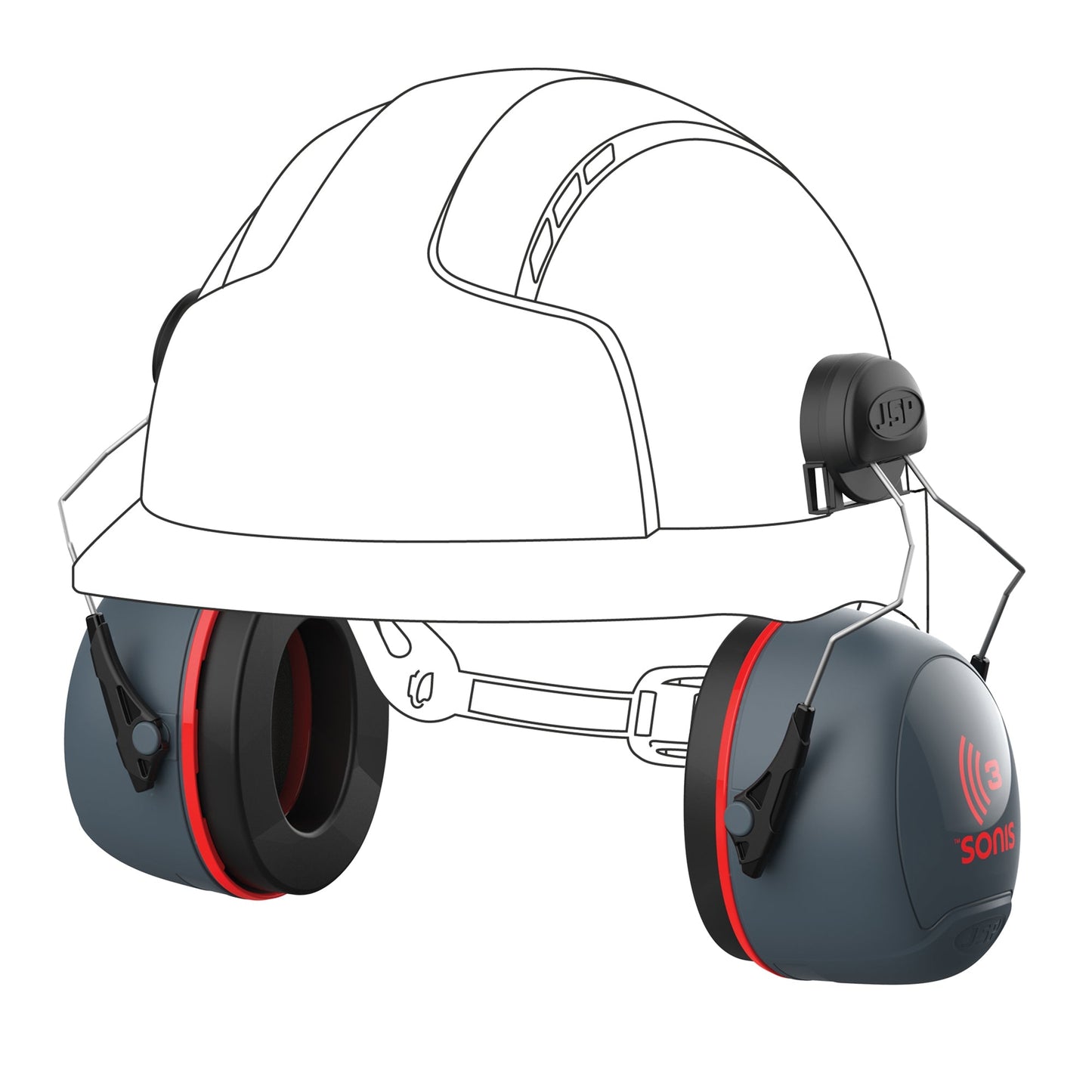JSP Sonis 3 Helmet Mounted Ear Defenders 36dB SNR Adjustable Comfort Fit